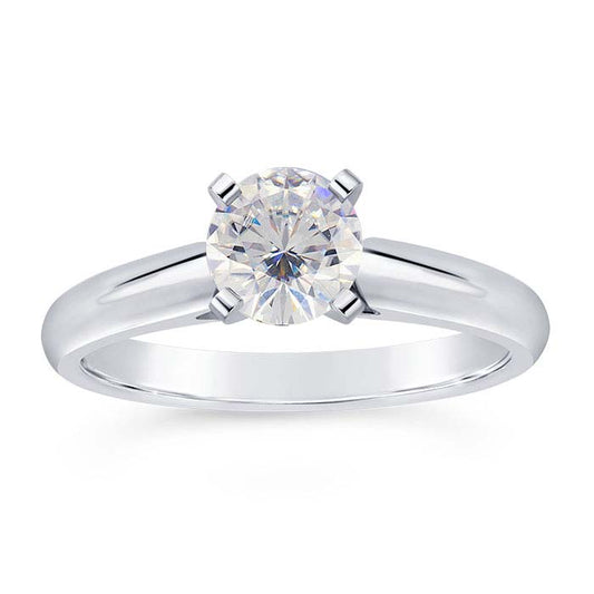 14K White Gold 4mm Round Cathedral Engagement Ring Mounting
