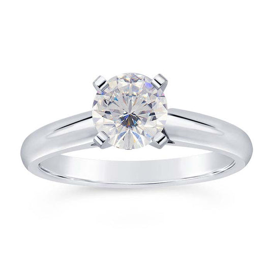 14K White Gold 5mm Round Cathedral Engagement Ring Mounting
