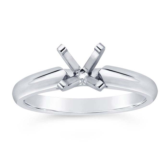 14K White Gold 5.8mm Round Cathedral Engagement Ring Mounting