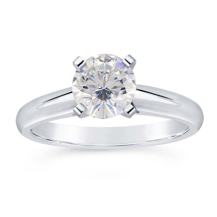 14K White Gold 5.8mm Round Cathedral Engagement Ring Mounting