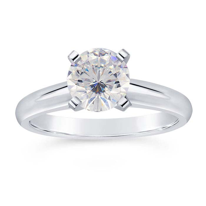 14K White Gold 6.5mm Round Cathedral Engagement Ring Mounting