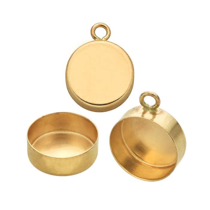 14/20 Yellow Gold-Filled Round Cabochon Component Mounting