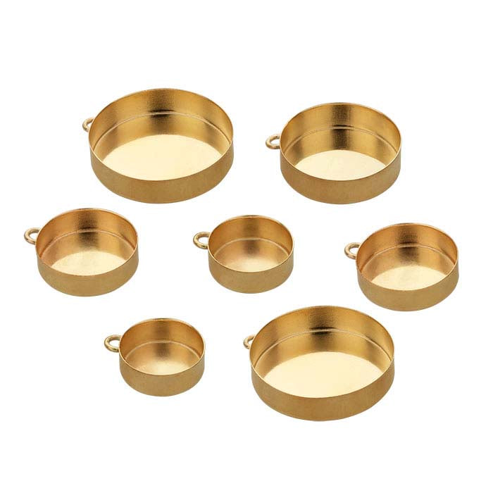 14/20 Yellow Gold-Filled Round Cabochon Component Mounting