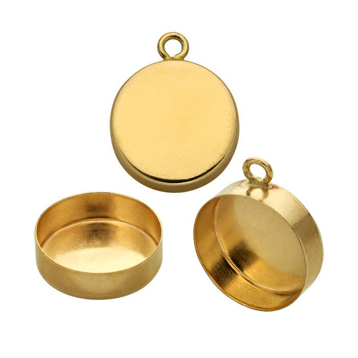 14/20 Yellow Gold-Filled Round Cabochon Component Mounting