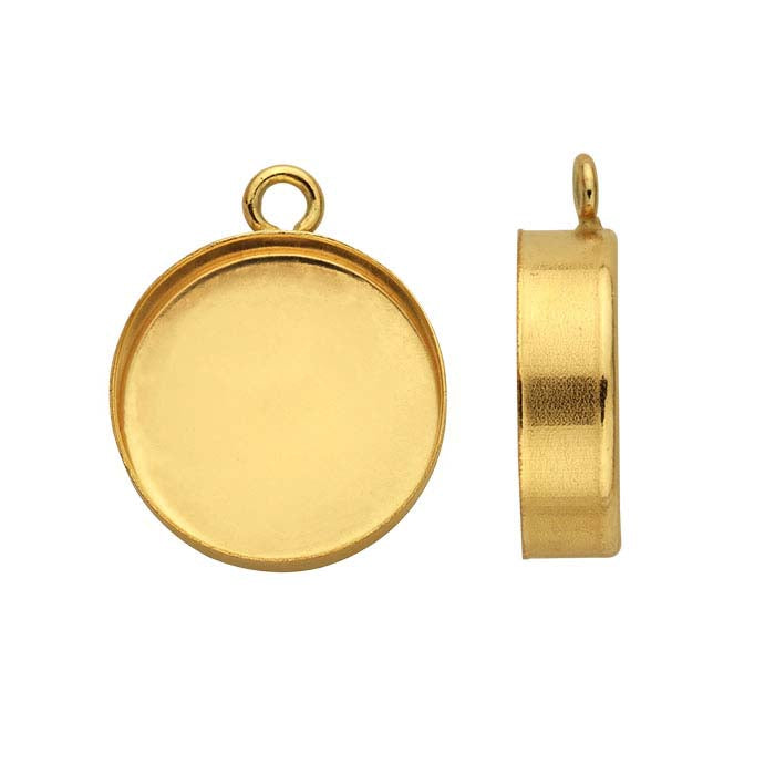 14/20 Yellow Gold-Filled Round Cabochon Component Mounting