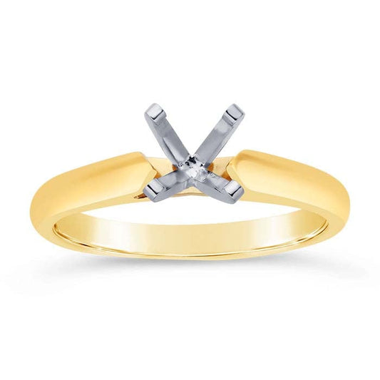 14K Yellow Gold 5mm Round Cathedral Engagement Ring Mounting