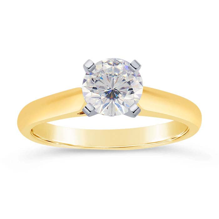 14K Yellow Gold 5mm Round Cathedral Engagement Ring Mounting