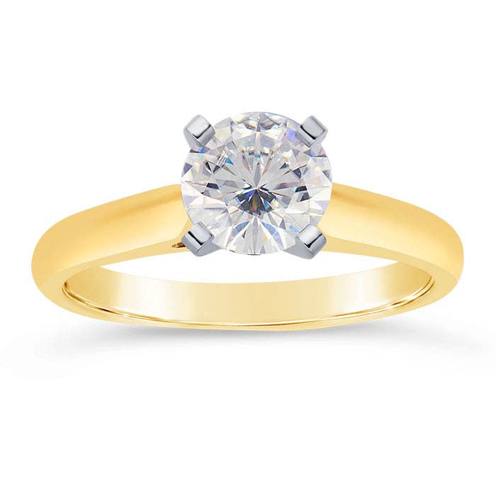 14K Yellow Gold 5.8mm Round Cathedral Engagement Ring Mounting