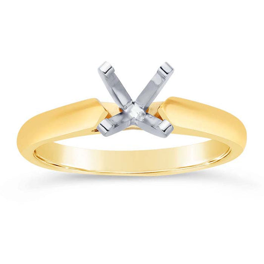 14K Yellow Gold 5.8mm Round Cathedral Engagement Ring Mounting