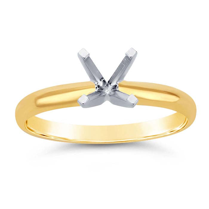 14K Yellow Gold Round Engagement Ring Mounting