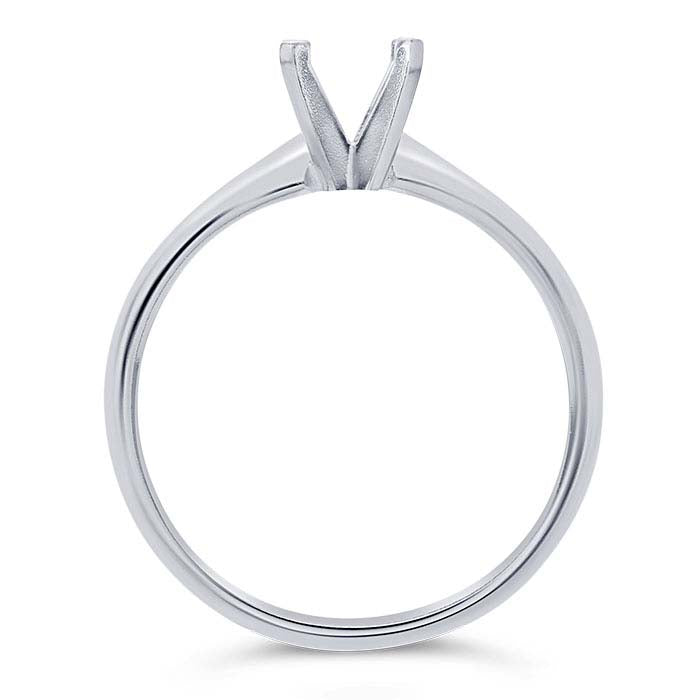14K White Gold 4mm Round Low Engagement Ring Mounting