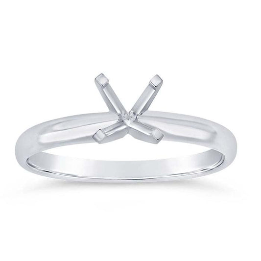 14K White Gold 5mm Round Low Engagement Ring Mounting