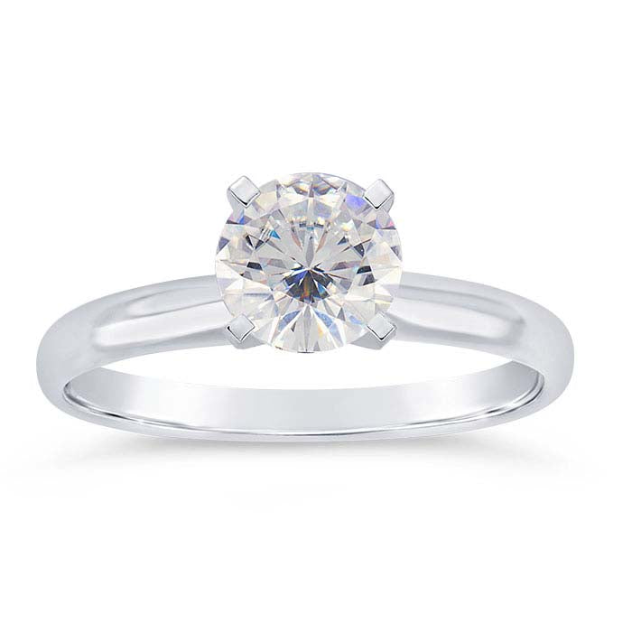 14K White Gold 5mm Round Low Engagement Ring Mounting
