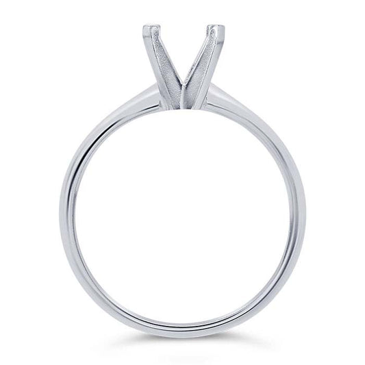14K White Gold 5.8mm Round Low Engagement Ring Mounting