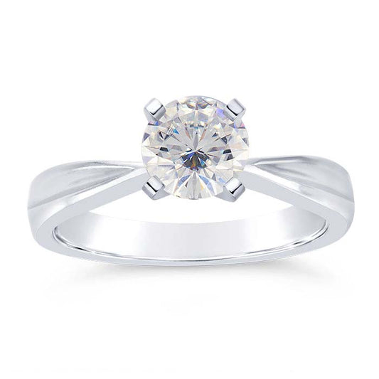 14K White Gold 5mm Round Tapered Engagement Ring Mounting