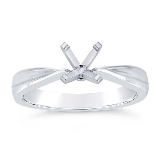 14K White Gold 5mm Round Tapered Engagement Ring Mounting