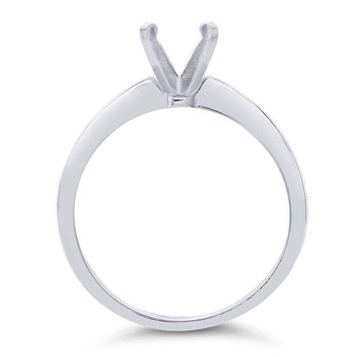 14K White Gold 5mm Round Tapered Engagement Ring Mounting