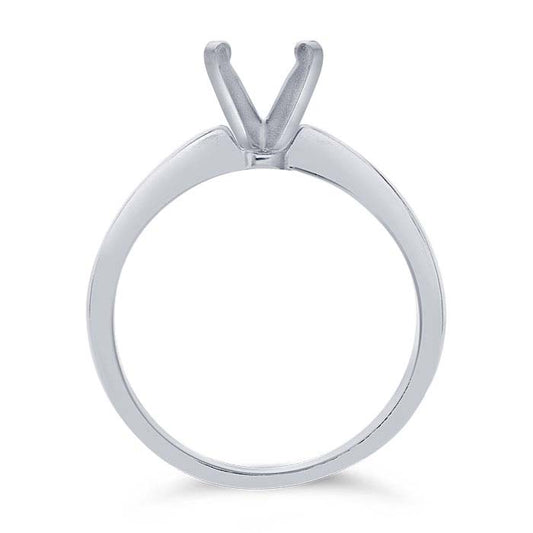 14K White Gold 5.8mm Round Tapered Engagement Ring Mounting