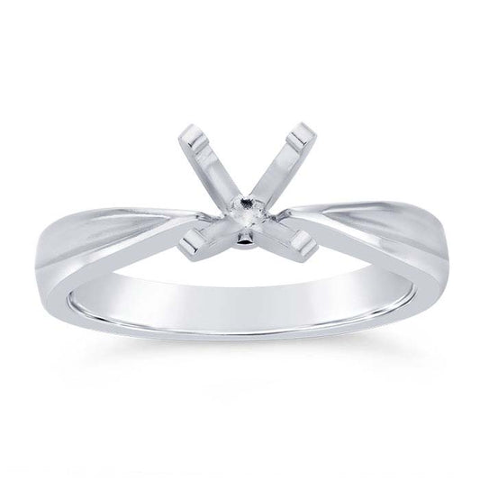 14K White Gold 5.8mm Round Tapered Engagement Ring Mounting