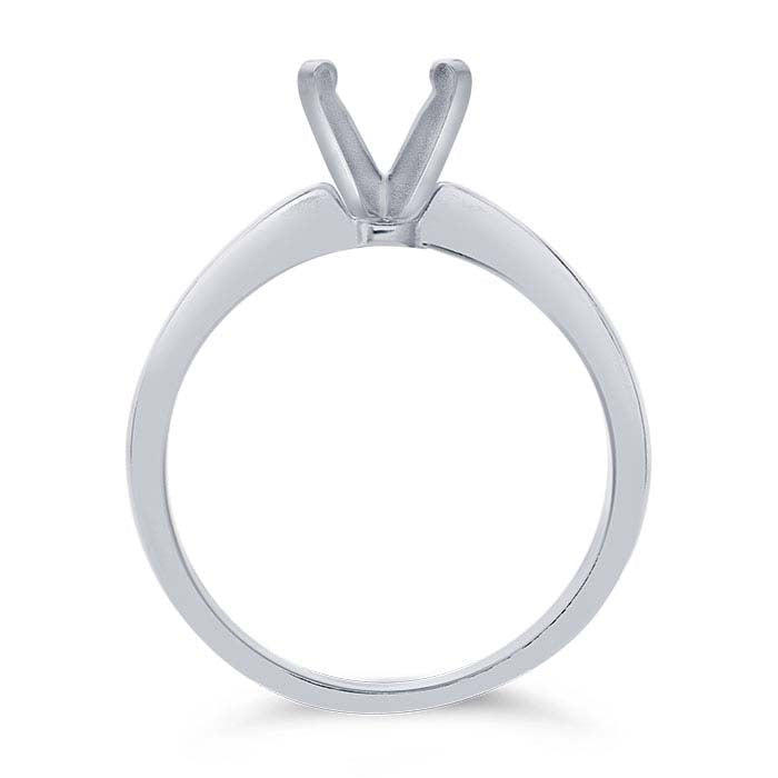 14K White Gold 5.8mm Round Tapered Engagement Ring Mounting