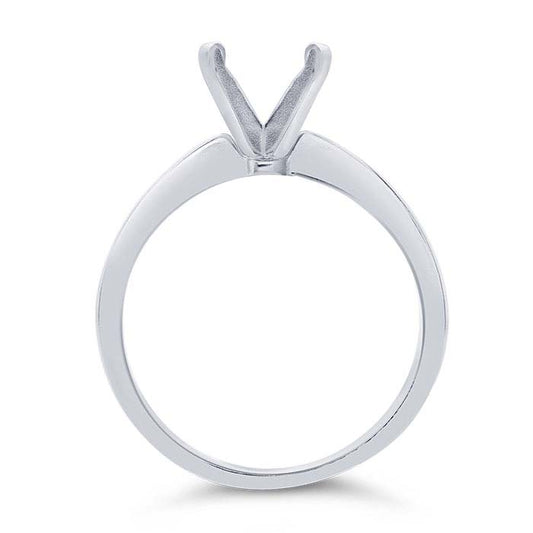 14K White Gold Round Tapered Engagement Ring Mounting