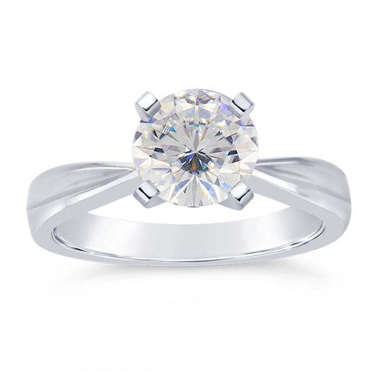 14K White Gold 6.5mm Round Tapered Engagement Ring Mounting