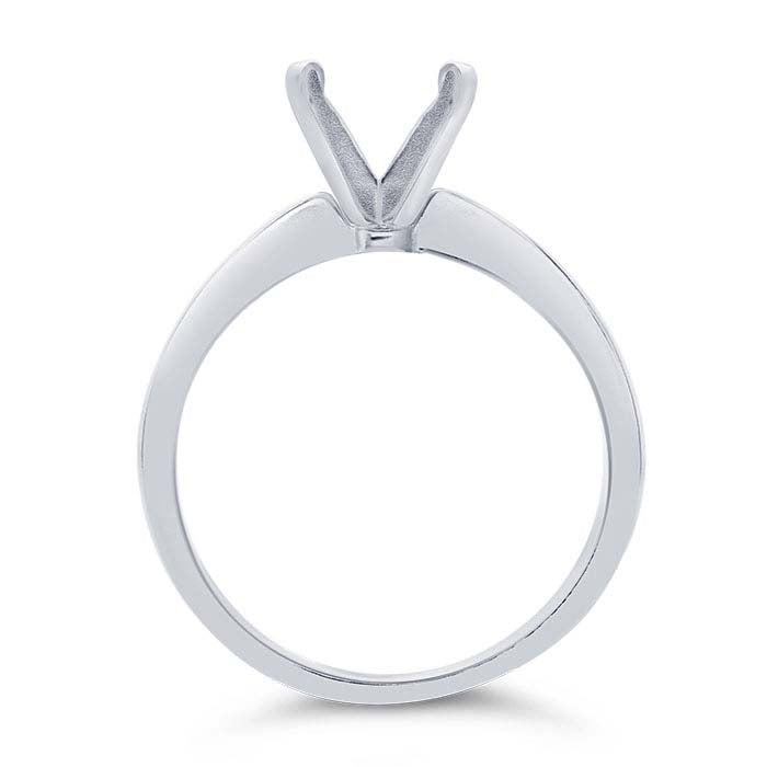 14K White Gold 6.5mm Round Tapered Engagement Ring Mounting