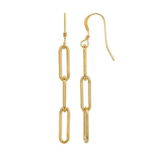 14/20 Yellow Gold-Filled Three-Link Paperclip Earrings
