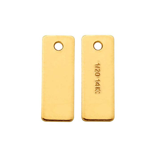 14/20 Geel Goud Gevuld 8 x 3mm Rechthoekige Label