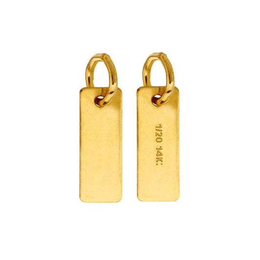 14/20 Geel Goud Gevuld 8 x 3mm Rechthoekige Label met Ring