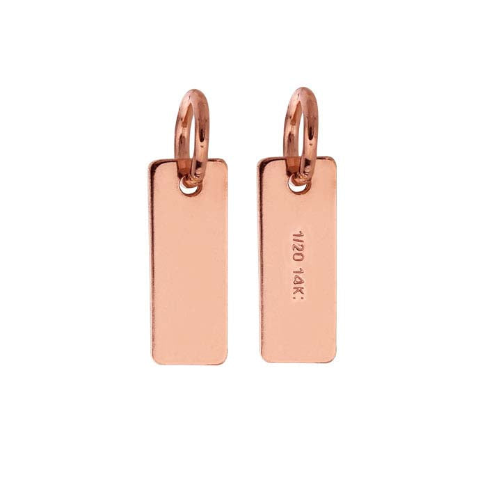 14/20 Rose Gold-Fylt 8 x 3mm Rektangulært Merke med Ring