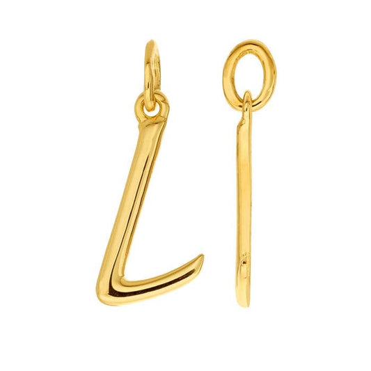 14K Yellow Gold Alphabet Pendant, L