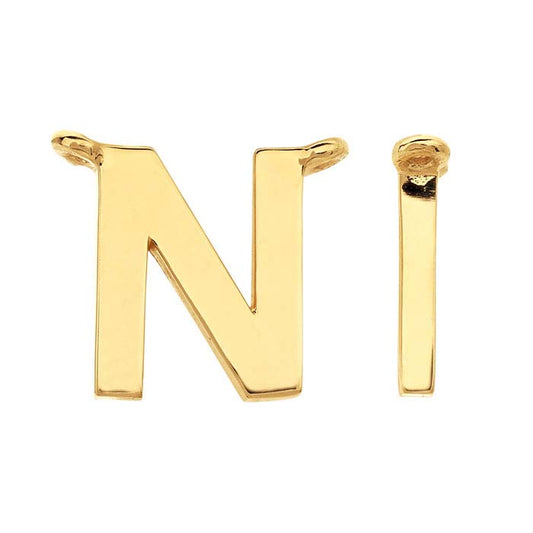 14K Yellow Gold Alphabet Festoon Pendant, N