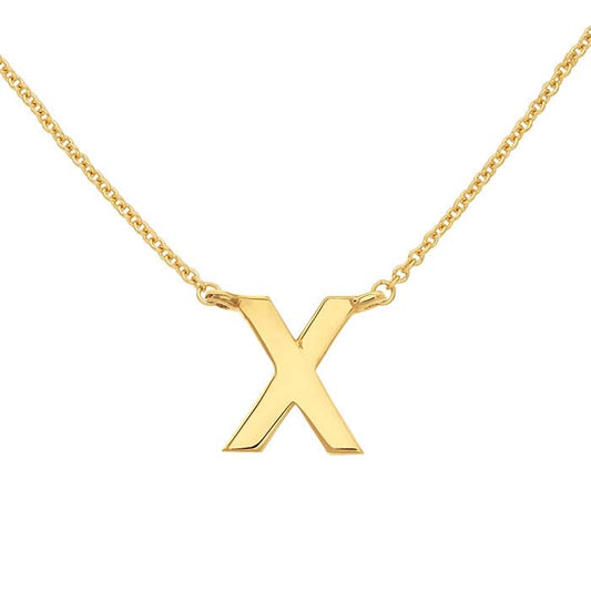 14K Yellow Gold Alphabet Festoon Pendant, X
