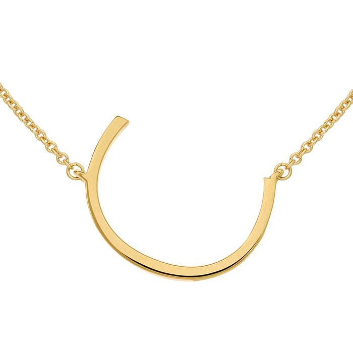 14K Yellow Gold Alphabet Sideways Festoon Pendant, C