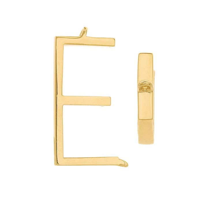 14K Yellow Gold Alphabet Sideways Festoon Pendant, E