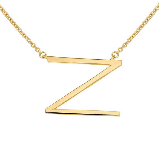 Ciondolo Festone Laterale Alfabeto in Oro Giallo 14K, N