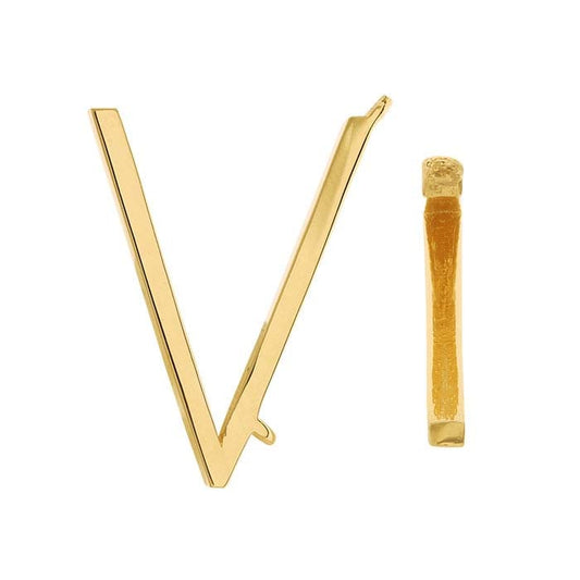 14K Yellow Gold Alphabet Sideways Festoon Pendant, V