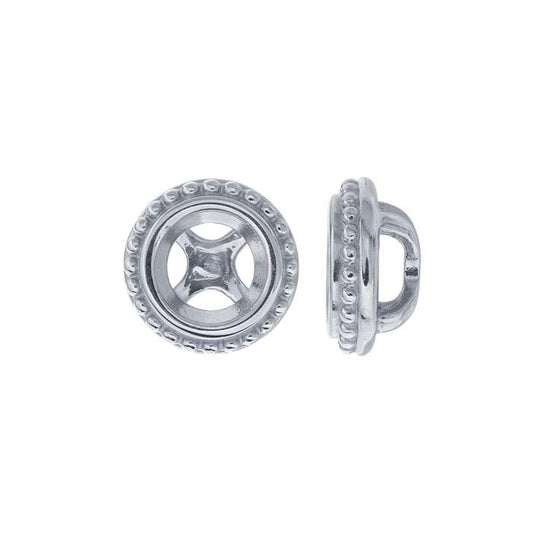 14K White Gold Beaded 6.5mm Round Pendant Mounting