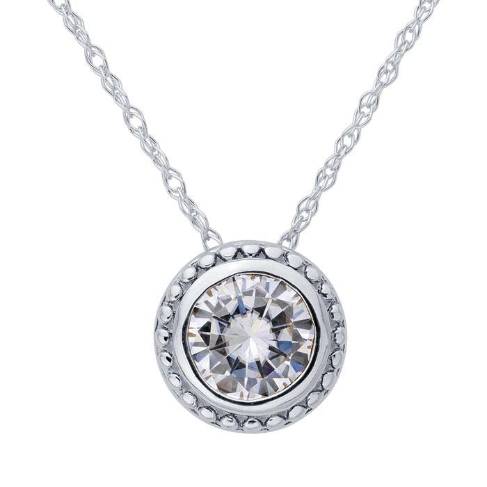 14K White Gold Beaded 6.5mm Round Pendant Mounting