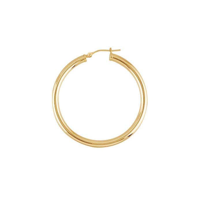14K Yellow Gold 3mm Tubing Hoop Earring