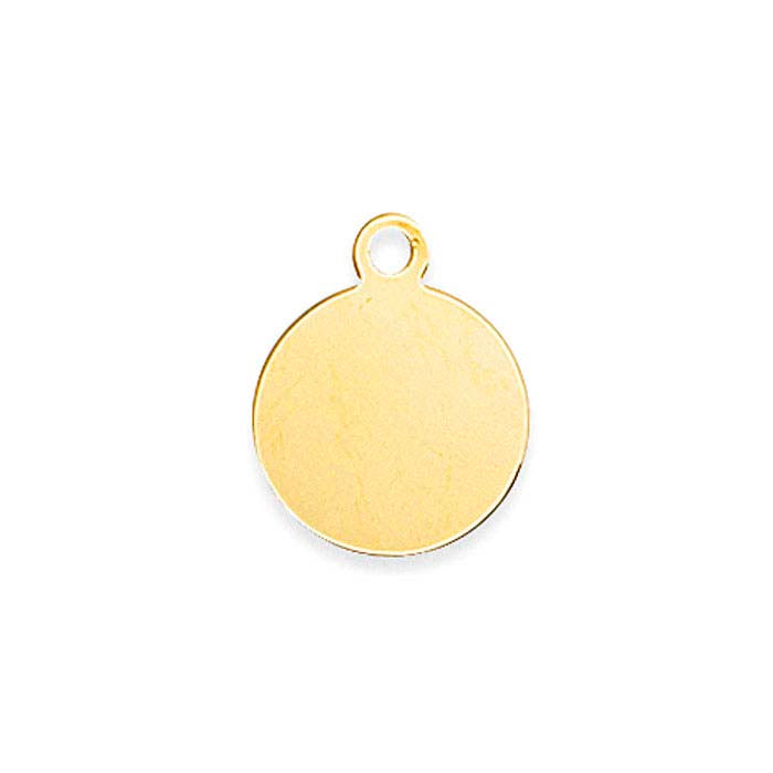 14K Yellow Gold Round Disc Charm
