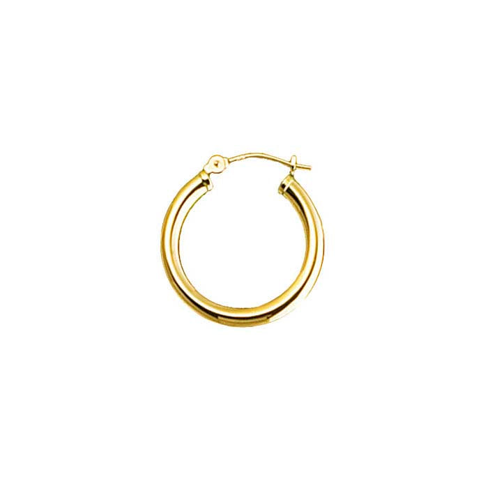 14K Yellow Gold 3mm Tubing Hoop Earring