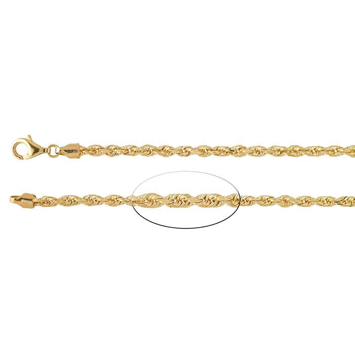 14K Yellow Gold Diamond-Cut French Rope Chain