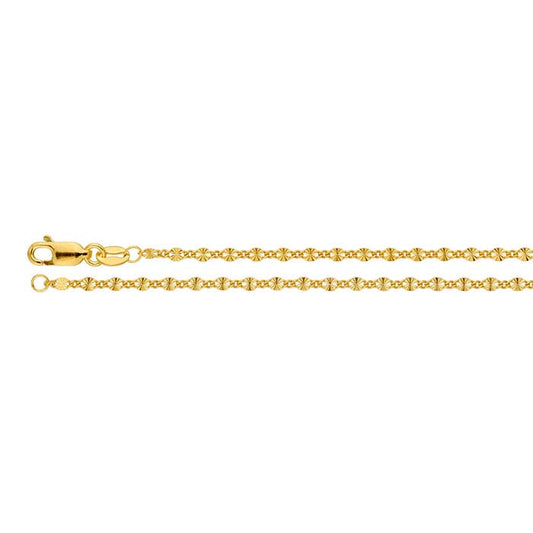 14/20 Gelbgold gefüllte 2,1 mm gemusterte lange und kurze Kette