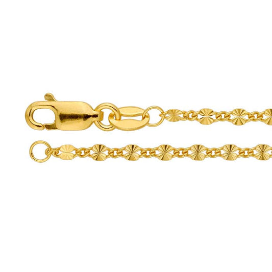 14/20 Gelbgold gefüllte 2,1 mm gemusterte lange und kurze Kette