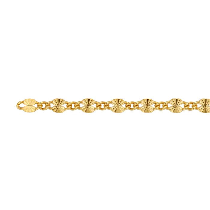 14/20 Gelbgold gefüllte 2,1 mm gemusterte lange und kurze Kette, pro Fuß