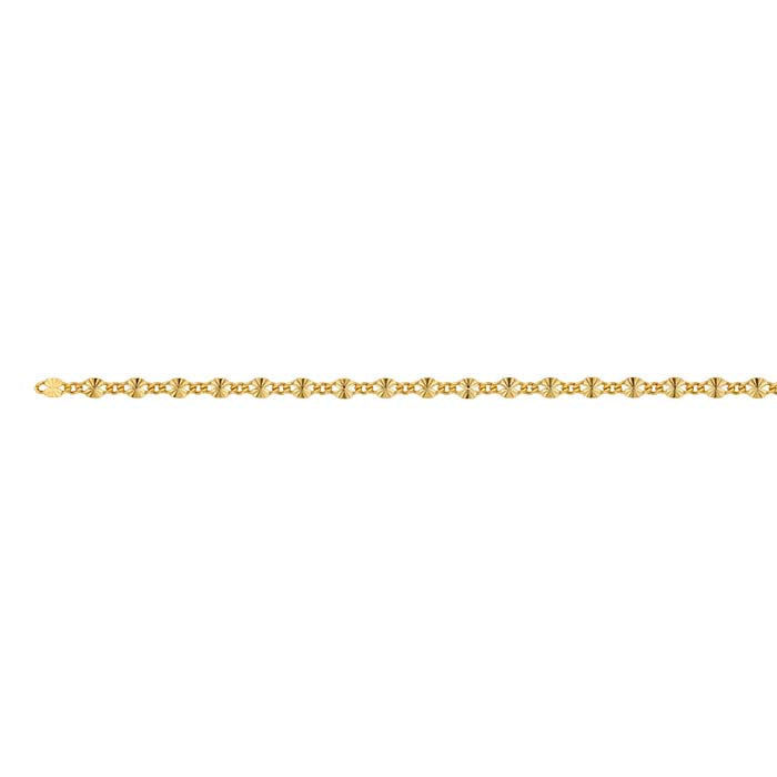 14/20 Gelbgold gefüllte 2,1 mm gemusterte lange und kurze Kette, pro Fuß