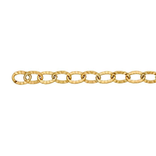 14/20 Gelbgold gefüllte ovale Kabelkette mit 2,8 mm Muster, pro Fuß