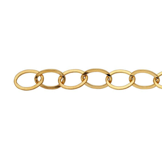 14/20 Gelbgold gefüllte 5 mm flache ovale Kabelkette, pro Fuß